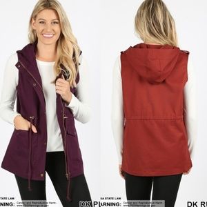 *LAST ONE* NEW Hooded Utility Vest - Dark Plum